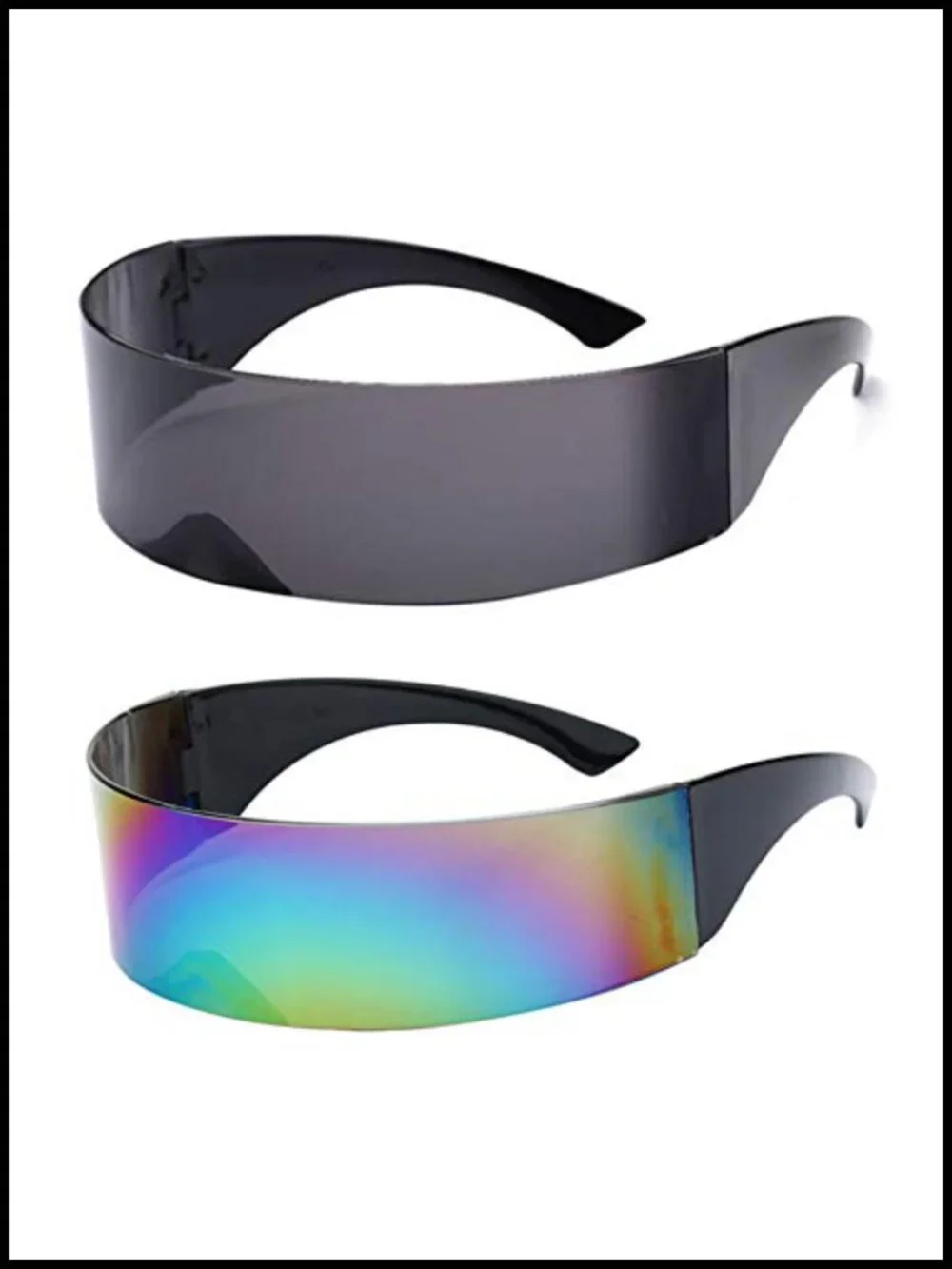2 Pack Shield Sunglasses Plastic Frame Polycarbonate Lens Mirrored